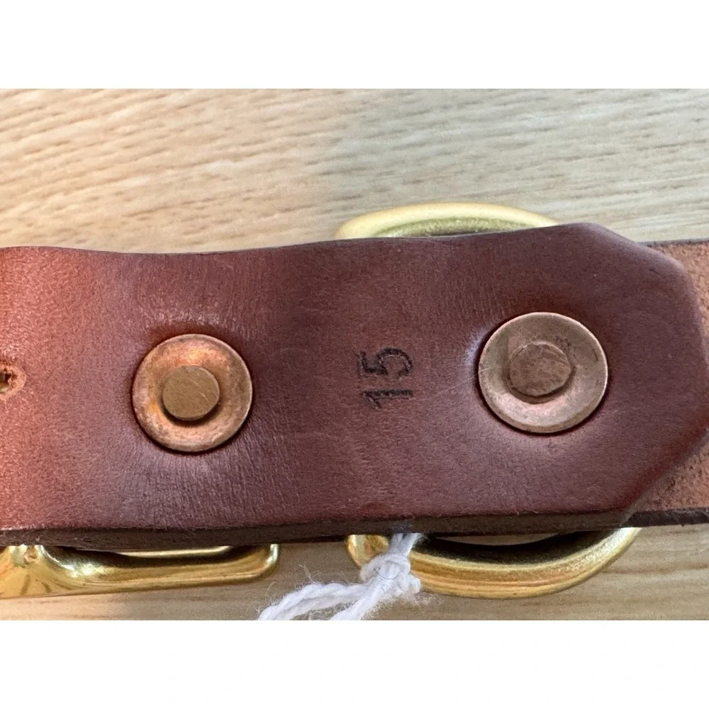 Bexar Goods Co Brown Leather Dog Collar Solid Brass Hardware USA 15